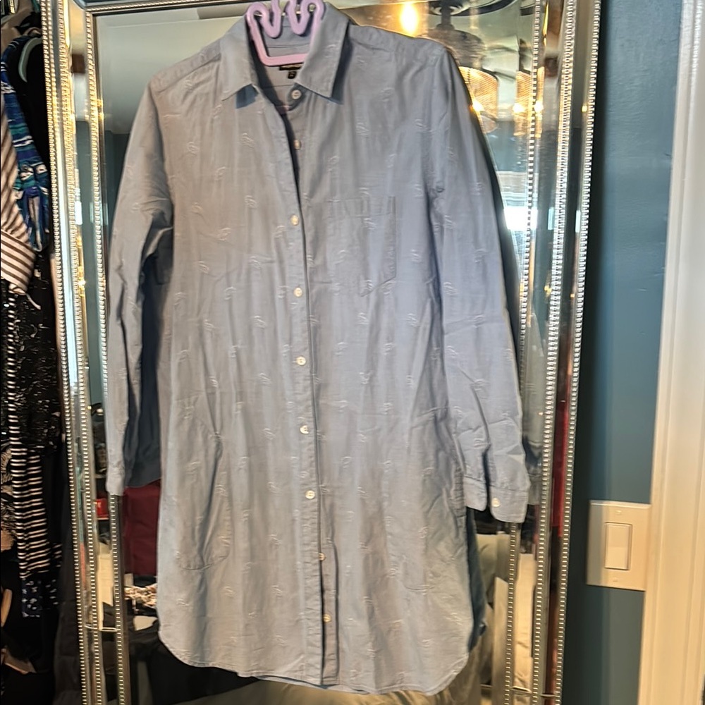 Women’s button down long shirt, can be worn as short dress.